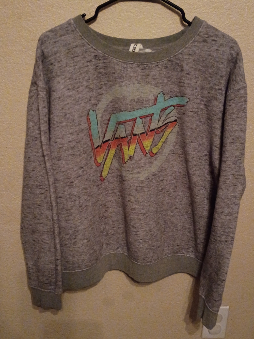 Vans Grey Pullover Sweatshirt with Retro Multicolor Logo